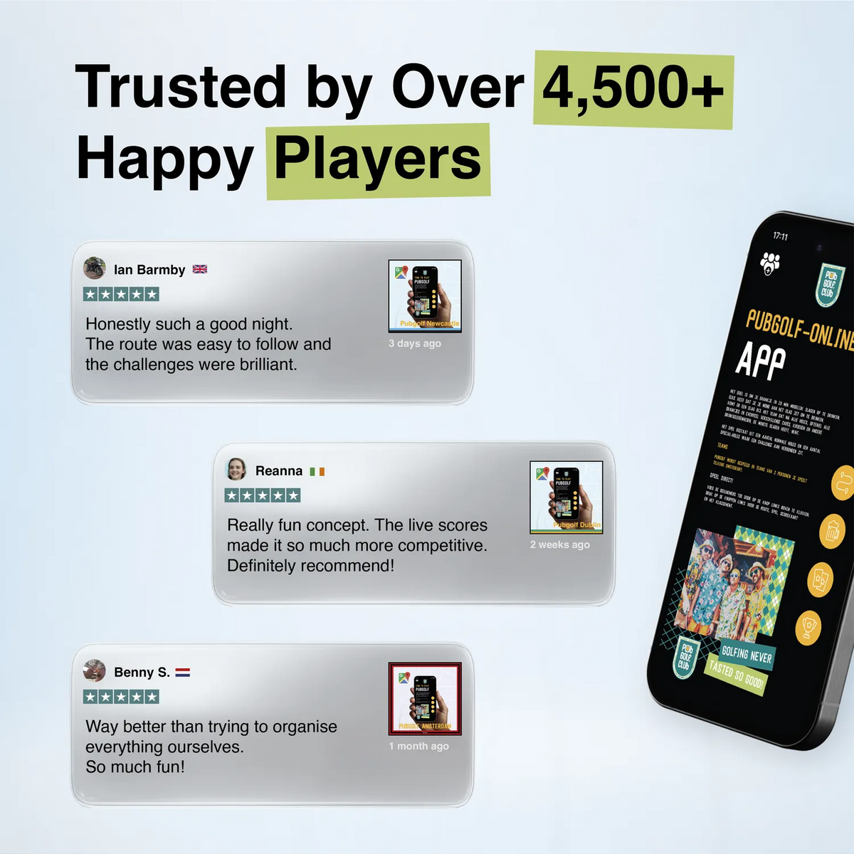 Over 4,500 players rate Pub Golf Club five stars for easy routes and brilliant challenges