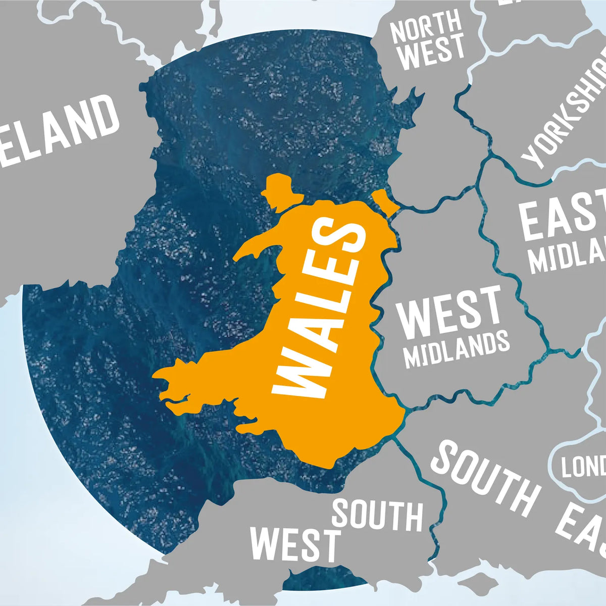 Map of the UK with Wales highlighted, home to pub golf routes in Cardiff and Swansea