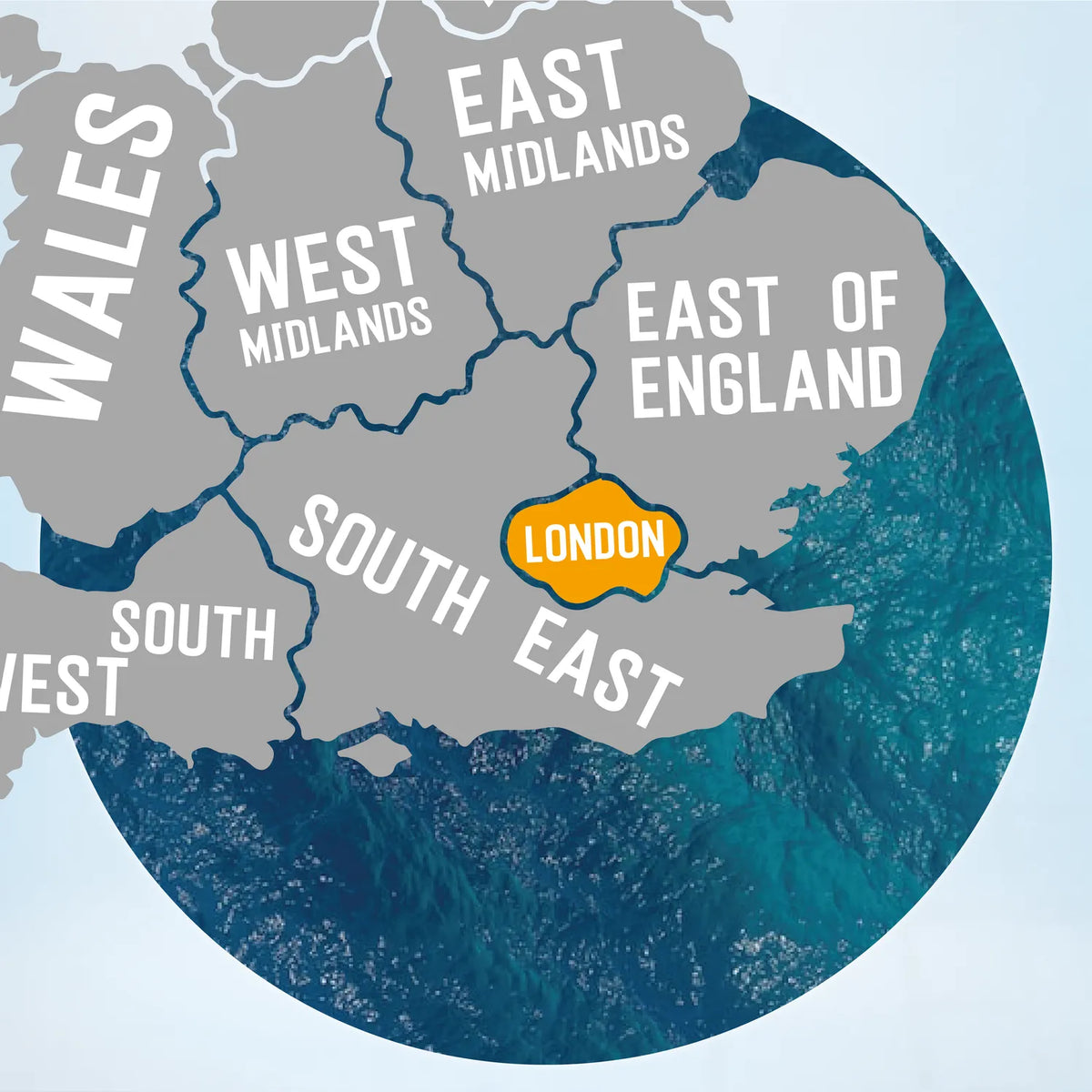 Map of the UK with London highlighted, home to the pub golf route across Soho, Shoreditch, Camden and Clapham