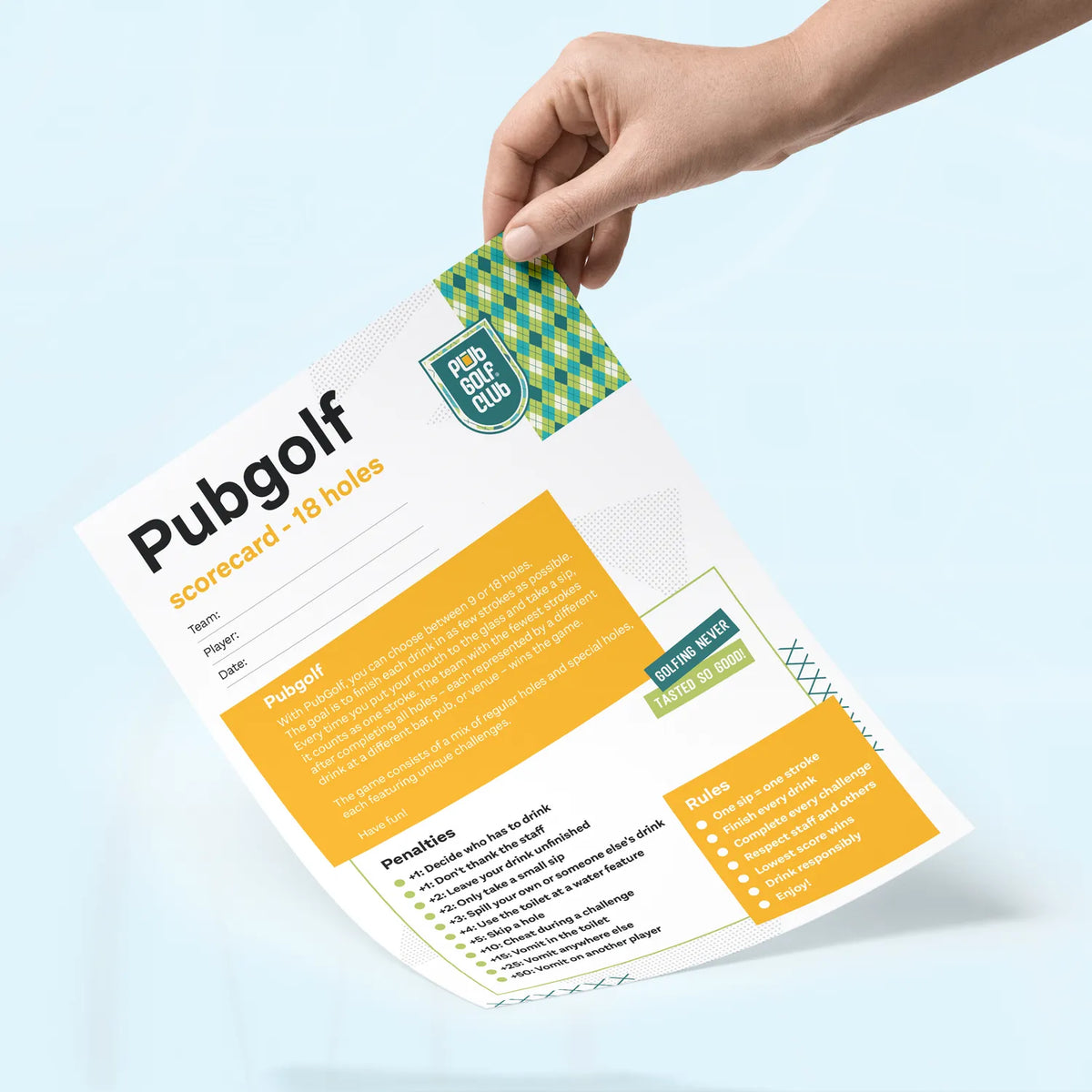Pubgolf Scorecard Printable