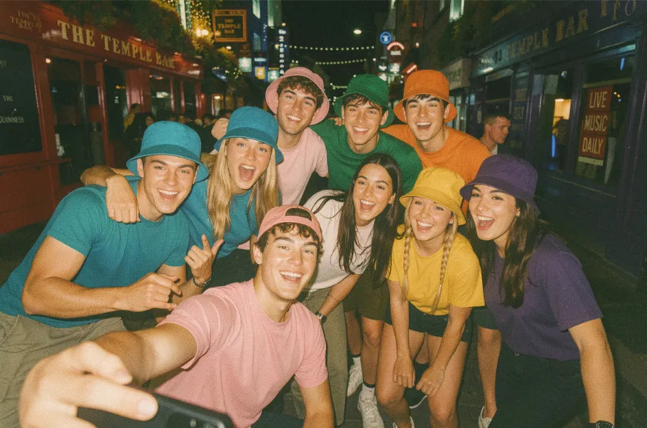 Team in matching fancy-dress outfits ready for a pub golf night